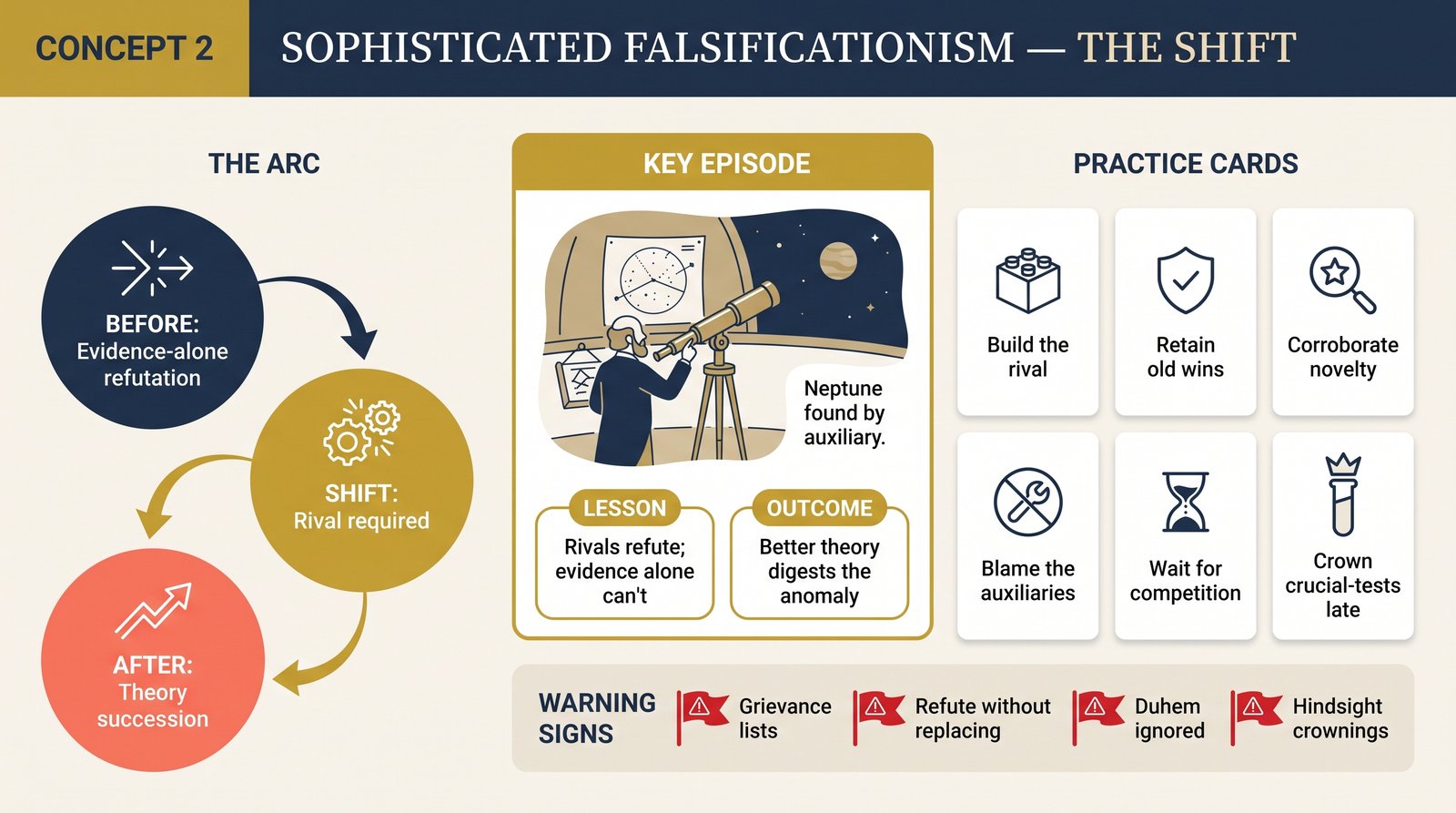 concept-02-sophisticated-falsificationism transformation infographic